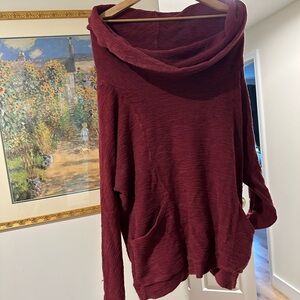 Cozy Burgundy Cowl Neck Organic Cotton Sweater